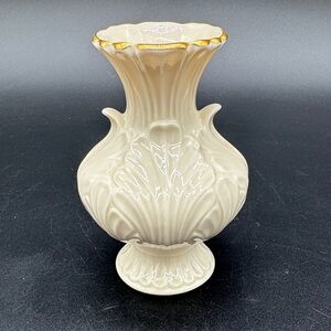 Lenox Elfin Bud Vase Sculpted Leaf Pattern and Accented 24K Gold Trim Vintage